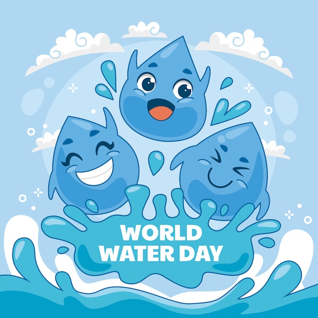 Vettore gratuito illustrazione disegnata a mano per la consapevolezza della giornata mondiale dell'acqua.