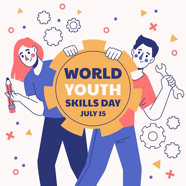 Free vector hand drawn illustration for world youth skills day celebration