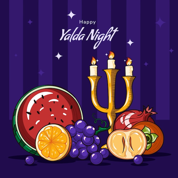 Free vector hand drawn illustration for yalda night festival