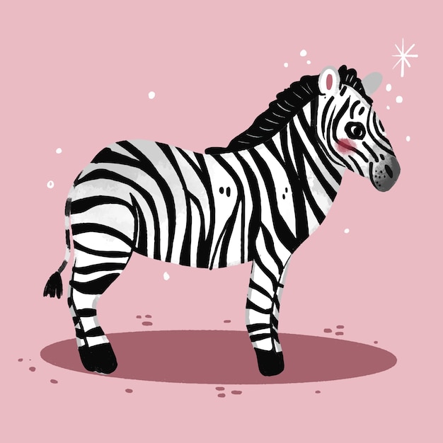 Hand drawn illustration of a zebra