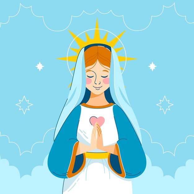 Hand drawn immaculate conception illustration