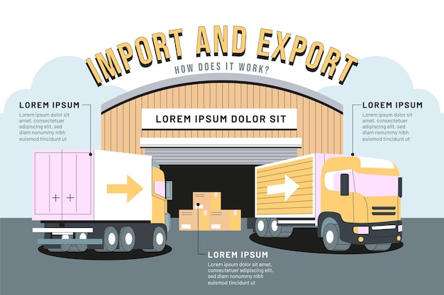 Free vector hand drawn import and export infographic