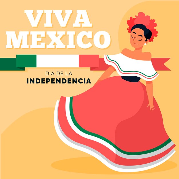 Hand drawn independence day of mexico