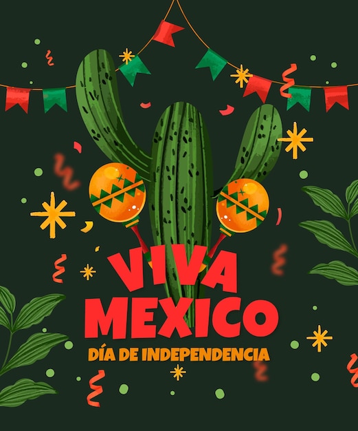 Hand drawn independencia de méxico background