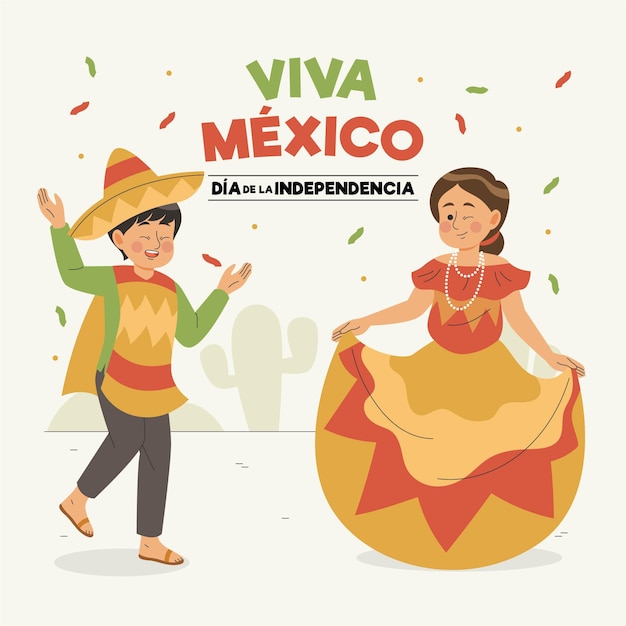 Free vector hand drawn independencia de méxico