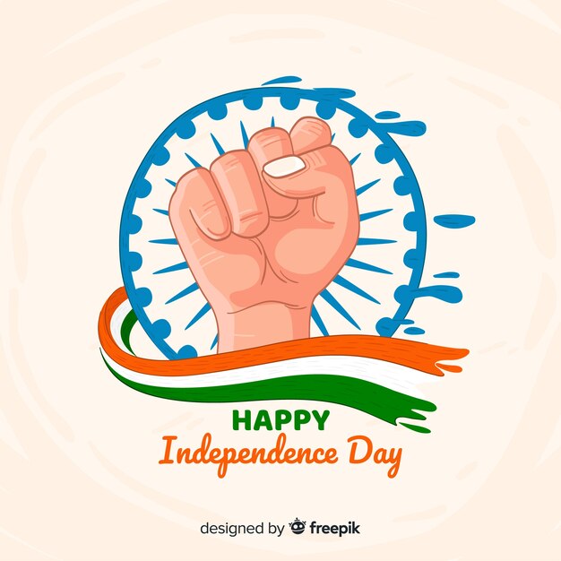 손으로 그린 인도 독립 기념일 배경