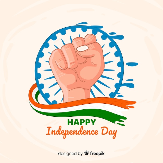 손으로 그린 인도 독립 기념일 배경