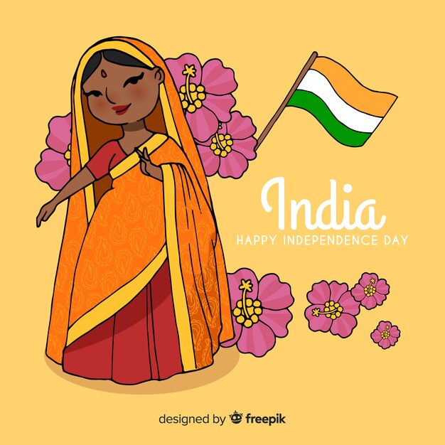 Hand drawn india independence day background