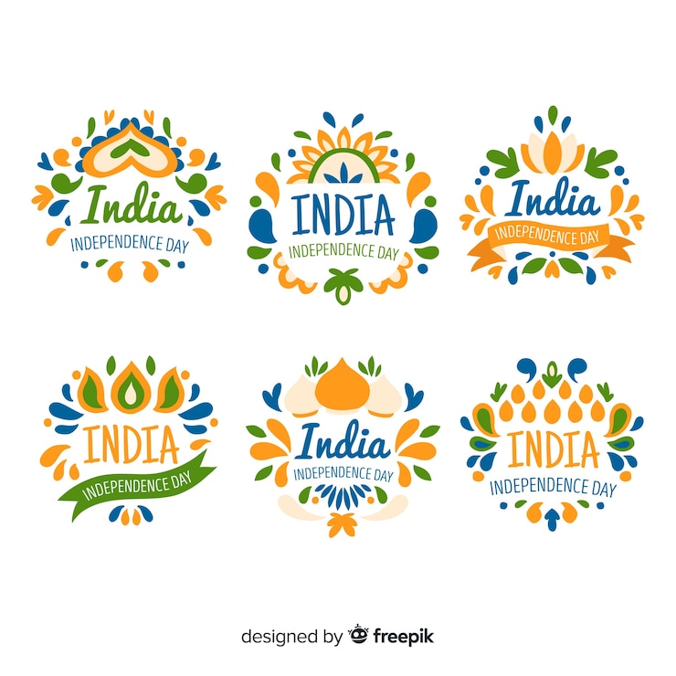 मुफ़्त वेक्टर hand drawn india independence day badge collection