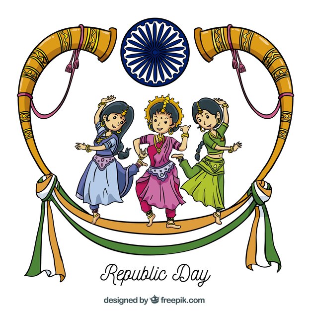 Free Vector hand drawn india republic day background