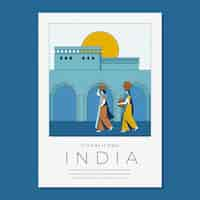 Vettore gratuito poster di viaggio in india disegnato a mano