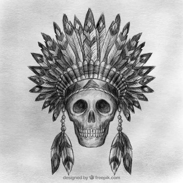 Free vector hand drawn indian ancient skull