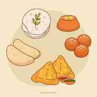 Free vector hand drawn indian cuisine illustration