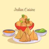 Free vector hand drawn indian cuisine illustration