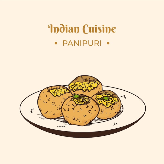 Illustrazione della cucina indiana disegnata a mano