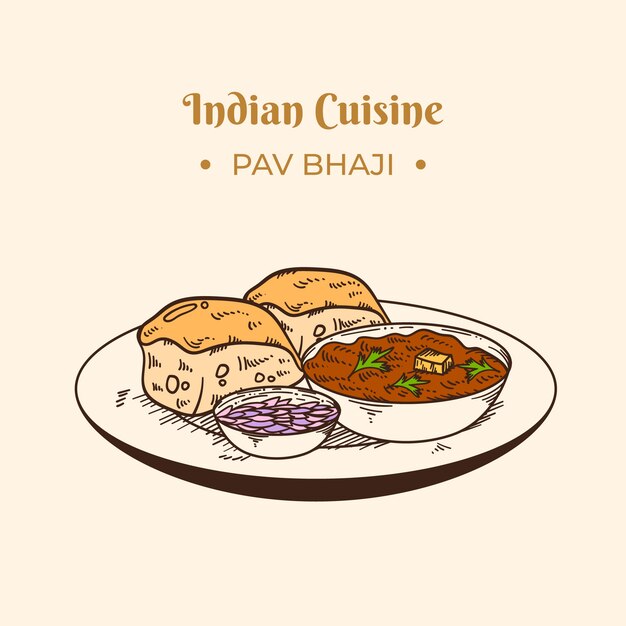 Hand drawn indian cuisine illustration