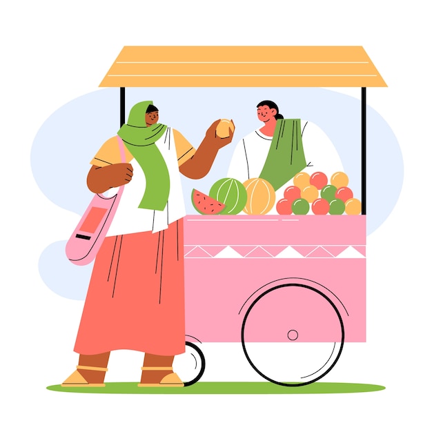 Hand drawn indian lifestyle illustration