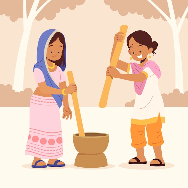 Free vector hand drawn indian lifestyle illustration