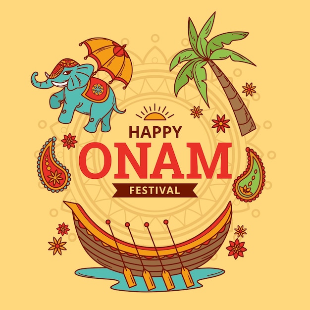 Hand drawn indian onam illustration