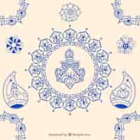 Бесплатное векторное изображение Ручной обращается индийский украшения