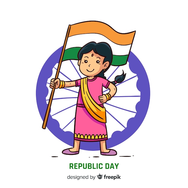 Hand drawn indian republic day background