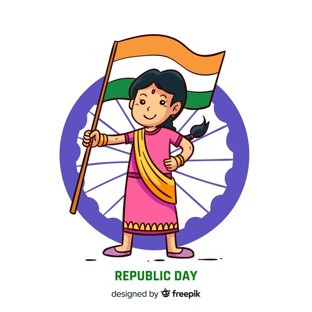 Hand drawn indian republic day background