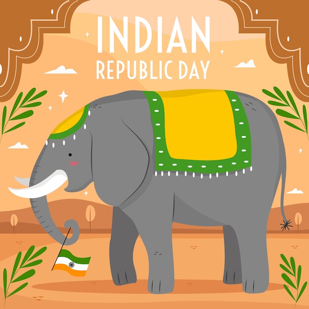 Бесплатное векторное изображение Ручной обращается индийский день республики фон