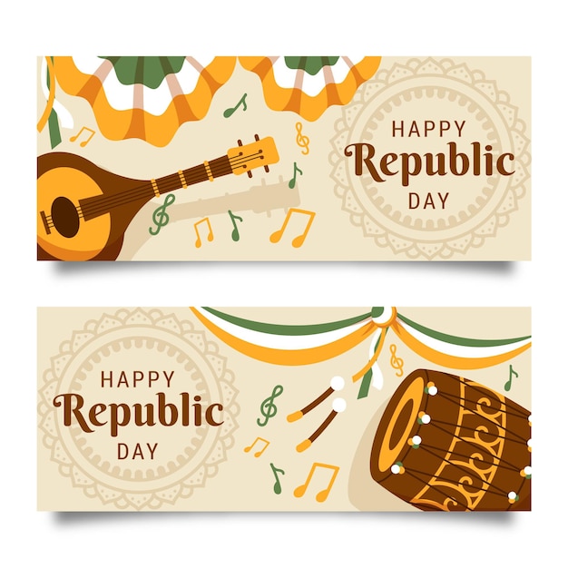 Hand drawn indian republic day banner template