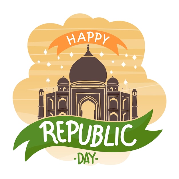 Free vector hand drawn indian republic day concept