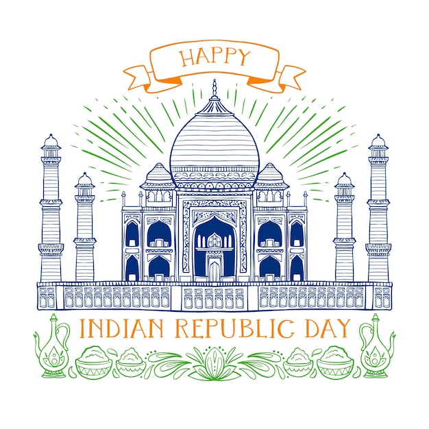 Hand drawn indian republic day concept