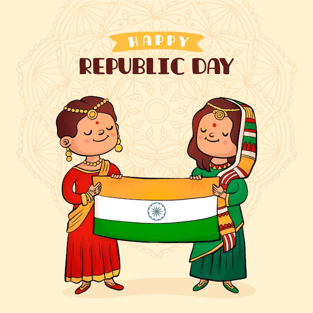 Hand drawn indian republic day concept