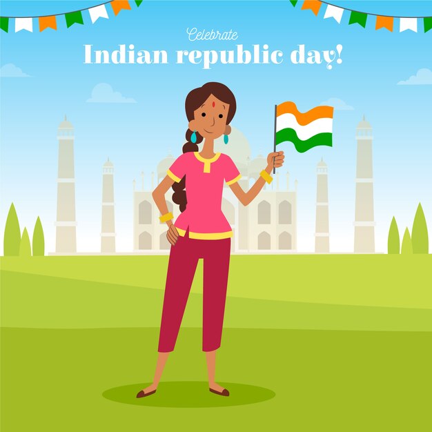 Hand drawn indian republic day