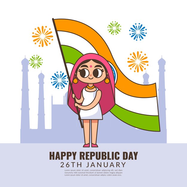 Hand drawn indian republic day