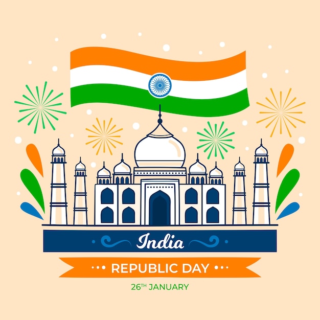 Hand drawn indian republic day