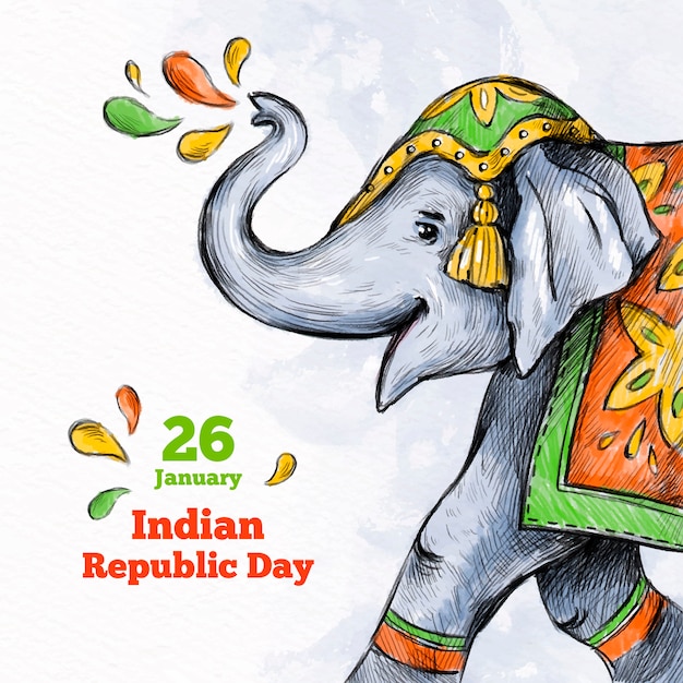 Бесплатное векторное изображение Ручной обращается индийский день республики