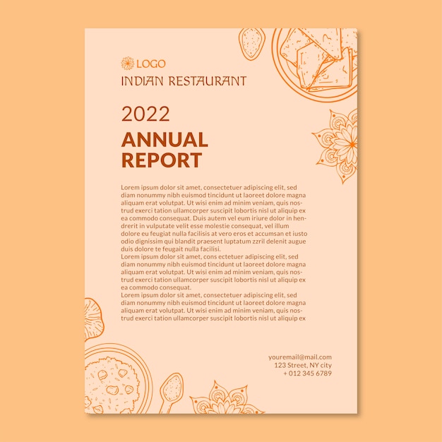 Hand drawn indian restaurant annual report