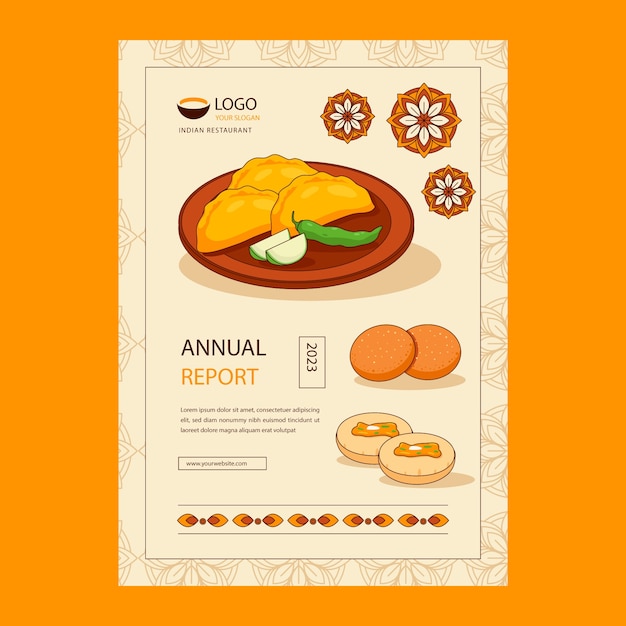 Free vector hand drawn indian restaurant annual report