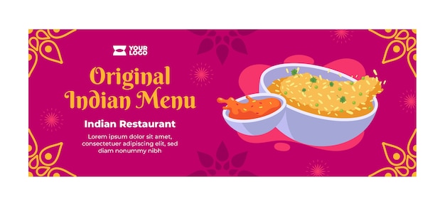 Hand drawn indian restaurant facebook cover