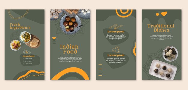 Hand drawn indian restaurant instagram stories