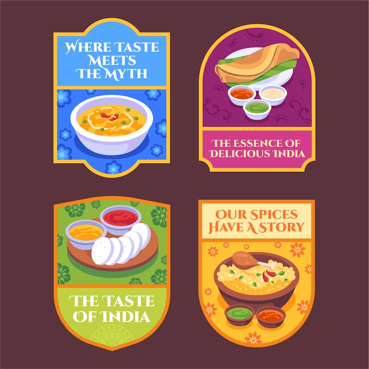 Free Vector hand drawn indian restaurant labels