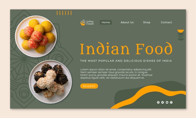 Hand drawn indian restaurant landing page