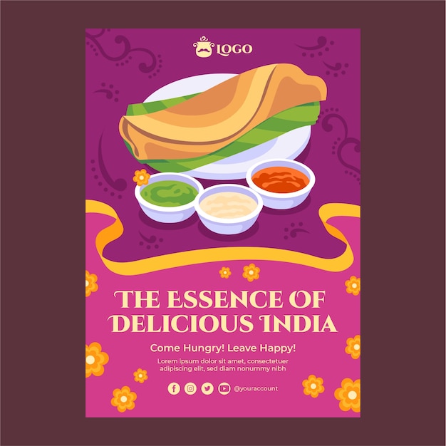 Free vector hand drawn indian restaurant poster