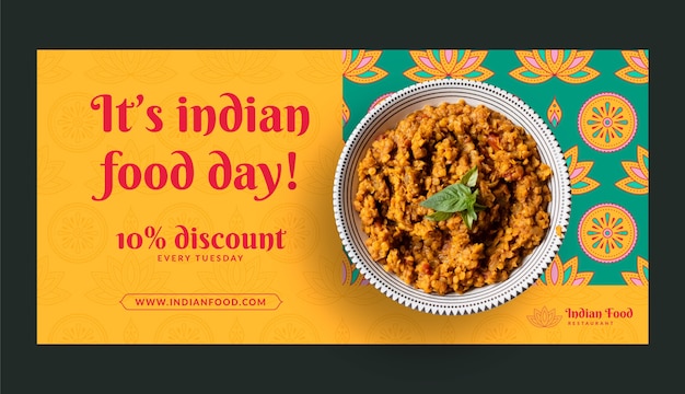 Hand drawn indian restaurant sale banner template