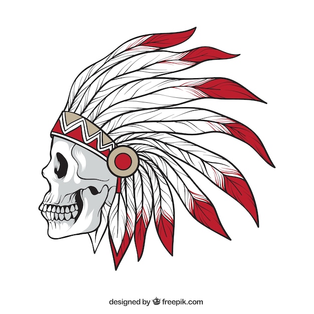 Hand drawn indian skull