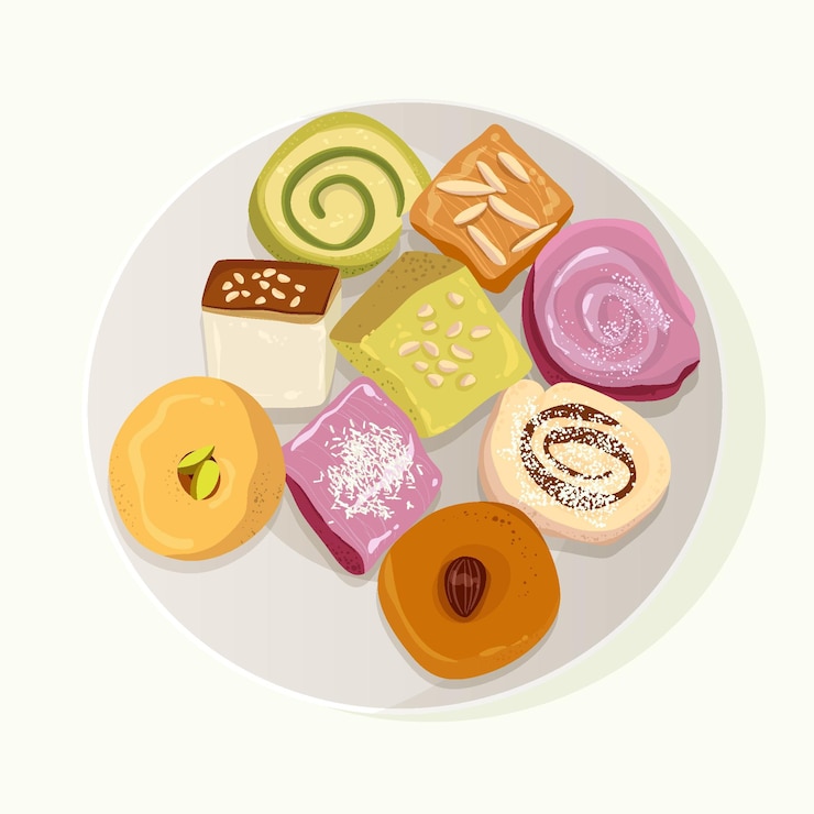 Free Vector hand drawn indian sweet collection
