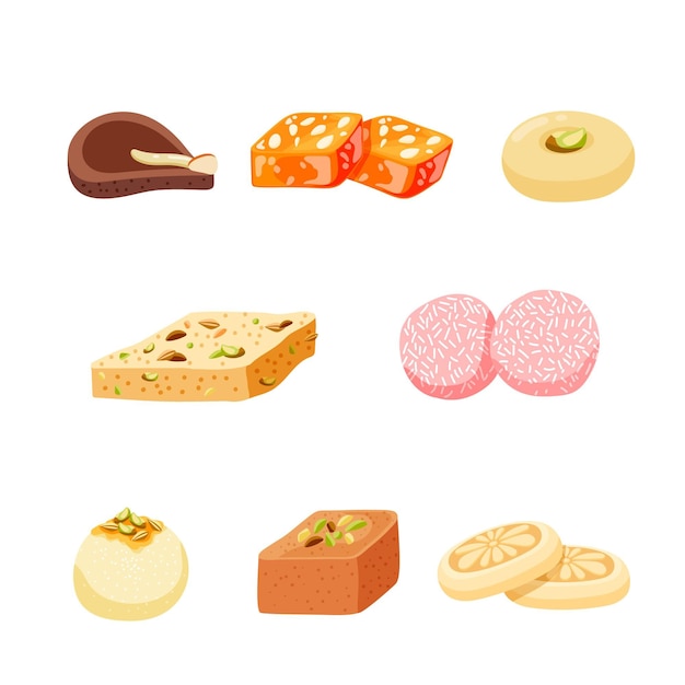 手描きのインドのお菓子コレクション