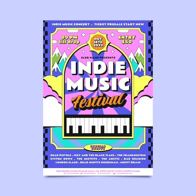 Free vector hand drawn indie music flyer design