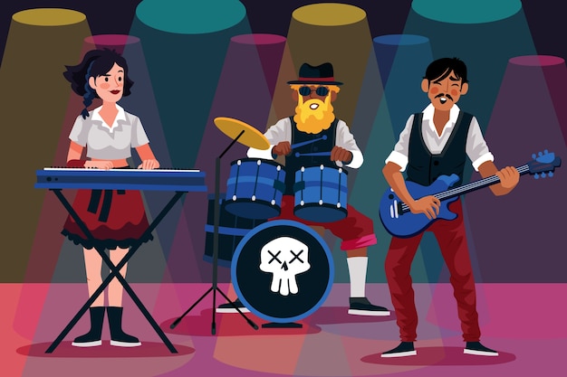 Free vector hand drawn indie music illustration