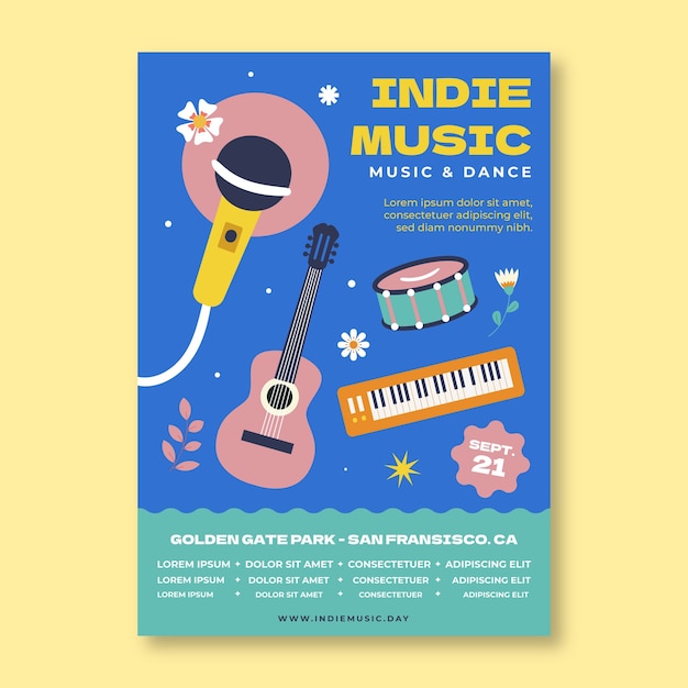 Poster di musica indie disegnato a mano