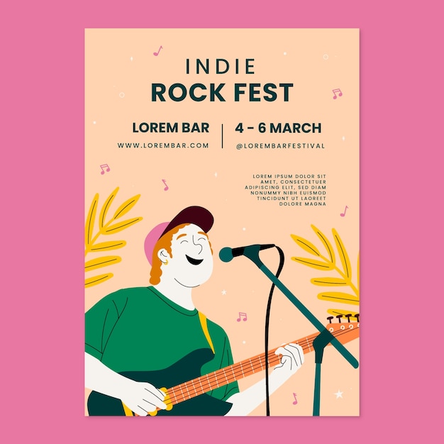 Hand drawn indie music poster template